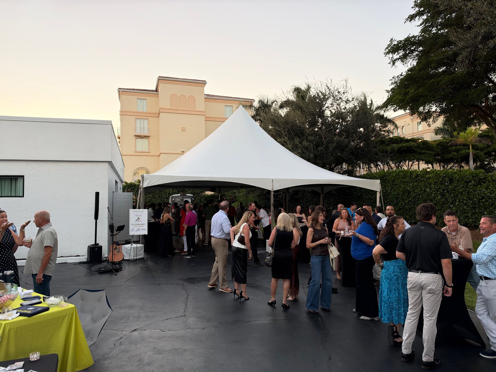 James Grande - Corporate Event Musician in Naples, FL - KW Elevate Luxury Grand Opening under the tent at sunset