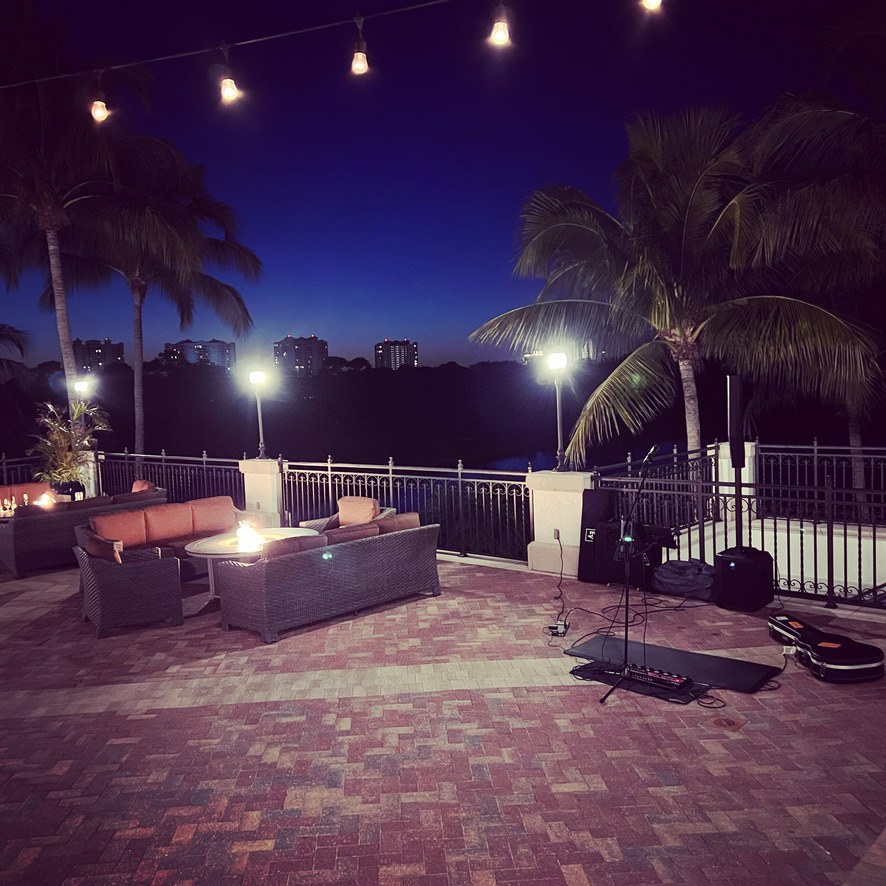 James Grande - Private Corporate Function in Downtown Naples, FL - Waterfront Stage Setup